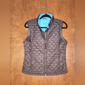 LL Bean Brown Quilted Insulated Vest With Full Zipper And Pockets